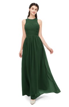 ColsBM Astrid Hunter Green Bridesmaid Dresses A-line Ruching Sheer Floor Length Zipper Mature