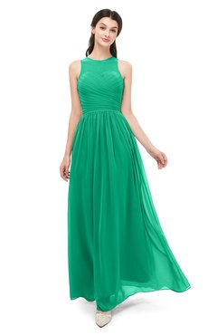 ColsBM Astrid Sea Green Bridesmaid Dresses A-line Ruching Sheer Floor Length Zipper Mature