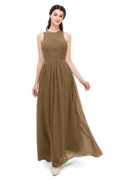 ColsBM Astrid Truffle Bridesmaid Dresses A-line Ruching Sheer Floor Length Zipper Mature