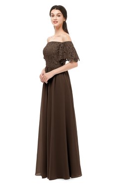 ColsBM Ingrid Copper Bridesmaid Dresses Half Backless Glamorous A-line Strapless Short Sleeve Pleated