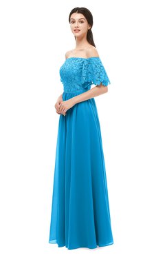 ColsBM Ingrid Cornflower Blue Bridesmaid Dresses Half Backless Glamorous A-line Strapless Short Sleeve Pleated