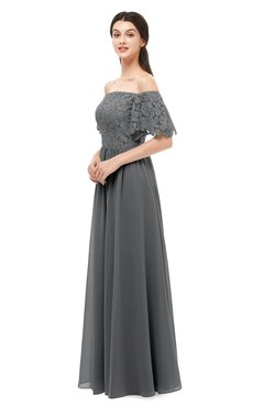 ColsBM Ingrid Grey Bridesmaid Dresses Half Backless Glamorous A-line Strapless Short Sleeve Pleated