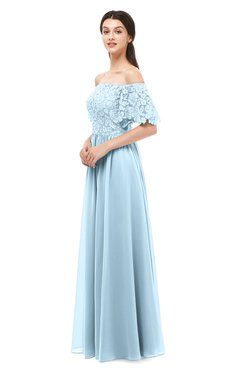 ColsBM Ingrid Ice Blue Bridesmaid Dresses Half Backless Glamorous A-line Strapless Short Sleeve Pleated