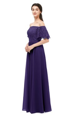 ColsBM Ingrid Royal Purple Bridesmaid Dresses Half Backless Glamorous A-line Strapless Short Sleeve Pleated