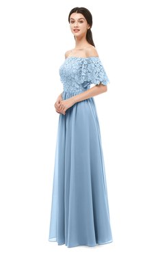ColsBM Ingrid Sky Blue Bridesmaid Dresses Half Backless Glamorous A-line Strapless Short Sleeve Pleated
