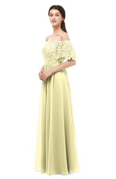 ColsBM Ingrid Soft Yellow Bridesmaid Dresses Half Backless Glamorous A-line Strapless Short Sleeve Pleated
