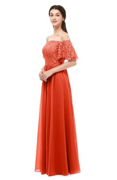 ColsBM Ingrid Tangerine Tango Bridesmaid Dresses Half Backless Glamorous A-line Strapless Short Sleeve Pleated