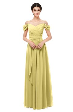 ColsBM Skylar Misted Yellow Bridesmaid Dresses Spaghetti Sexy Zip up Floor Length A-line Pleated