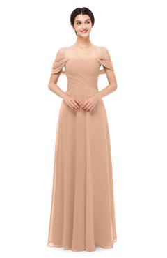 ColsBM Lydia Almost Apricot Bridesmaid Dresses Sweetheart A-line Floor Length Modern Ruching Short Sleeve
