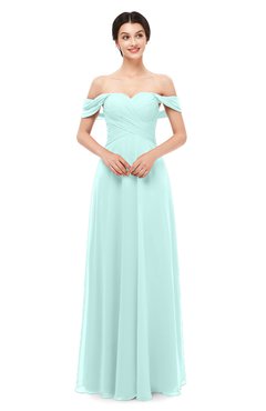 ColsBM Lydia Blue Glass Bridesmaid Dresses Sweetheart A-line Floor Length Modern Ruching Short Sleeve