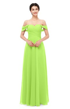 ColsBM Lydia Bright Green Bridesmaid Dresses Sweetheart A-line Floor Length Modern Ruching Short Sleeve