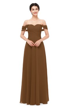 ColsBM Lydia Brown Bridesmaid Dresses Sweetheart A-line Floor Length Modern Ruching Short Sleeve