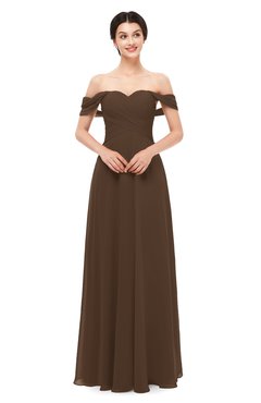 ColsBM Lydia Chocolate Brown Bridesmaid Dresses Sweetheart A-line Floor Length Modern Ruching Short Sleeve