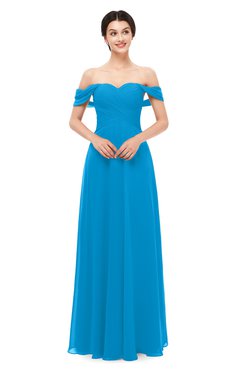 ColsBM Lydia Cornflower Blue Bridesmaid Dresses Sweetheart A-line Floor Length Modern Ruching Short Sleeve