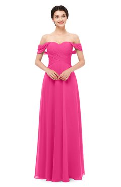 ColsBM Lydia Fandango Pink Bridesmaid Dresses Sweetheart A-line Floor Length Modern Ruching Short Sleeve