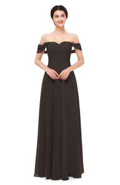 ColsBM Lydia Fudge Brown Bridesmaid Dresses Sweetheart A-line Floor Length Modern Ruching Short Sleeve