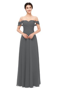 ColsBM Lydia Grey Bridesmaid Dresses Sweetheart A-line Floor Length Modern Ruching Short Sleeve