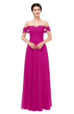 ColsBM Lydia Hot Pink Bridesmaid Dresses Sweetheart A-line Floor Length Modern Ruching Short Sleeve