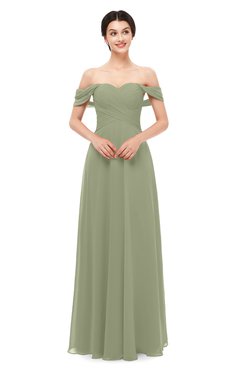 ColsBM Lydia Moss Green Bridesmaid Dresses Sweetheart A-line Floor Length Modern Ruching Short Sleeve