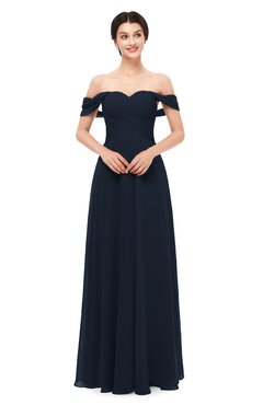 ColsBM Lydia Navy Blue Bridesmaid Dresses Sweetheart A-line Floor Length Modern Ruching Short Sleeve