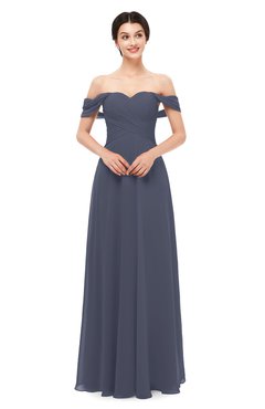 ColsBM Lydia Nightshadow Blue Bridesmaid Dresses Sweetheart A-line Floor Length Modern Ruching Short Sleeve