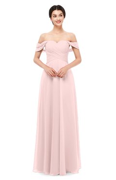 ColsBM Lydia Pastel Pink Bridesmaid Dresses Sweetheart A-line Floor Length Modern Ruching Short Sleeve
