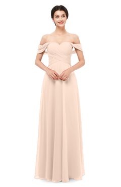 ColsBM Lydia Peach Puree Bridesmaid Dresses Sweetheart A-line Floor Length Modern Ruching Short Sleeve