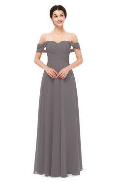 ColsBM Lydia Ridge Grey Bridesmaid Dresses Sweetheart A-line Floor Length Modern Ruching Short Sleeve