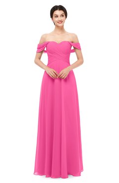 ColsBM Lydia Rose Pink Bridesmaid Dresses Sweetheart A-line Floor Length Modern Ruching Short Sleeve