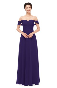 ColsBM Lydia Royal Purple Bridesmaid Dresses Sweetheart A-line Floor Length Modern Ruching Short Sleeve