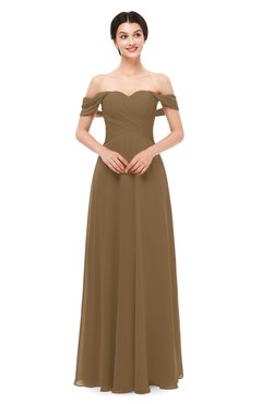 ColsBM Lydia Truffle Bridesmaid Dresses Sweetheart A-line Floor Length Modern Ruching Short Sleeve