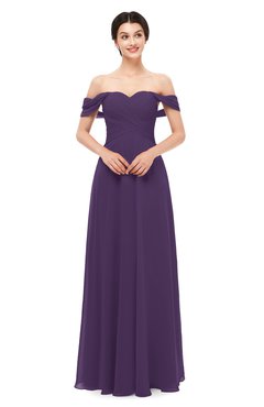 ColsBM Lydia Violet Bridesmaid Dresses Sweetheart A-line Floor Length Modern Ruching Short Sleeve
