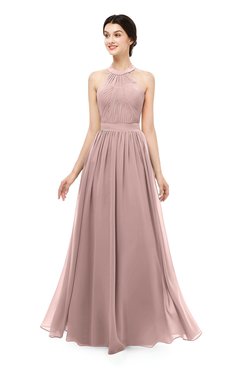 ColsBM Marley Bridal Rose Bridesmaid Dresses Floor Length Illusion Sleeveless Ruching Romantic A-line