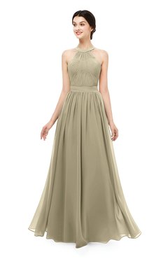 ColsBM Marley Candied Ginger Bridesmaid Dresses Floor Length Illusion Sleeveless Ruching Romantic A-line