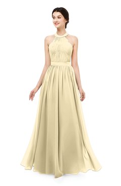 ColsBM Marley Cornhusk Bridesmaid Dresses Floor Length Illusion Sleeveless Ruching Romantic A-line