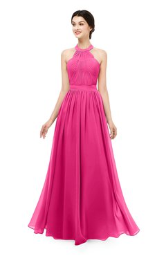 ColsBM Marley Fandango Pink Bridesmaid Dresses Floor Length Illusion Sleeveless Ruching Romantic A-line