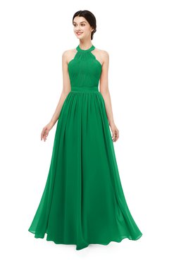 ColsBM Marley Green Bridesmaid Dresses Floor Length Illusion Sleeveless Ruching Romantic A-line
