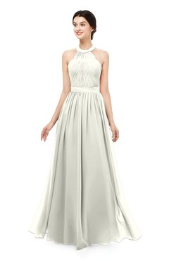ColsBM Marley Ivory Bridesmaid Dresses Floor Length Illusion Sleeveless Ruching Romantic A-line