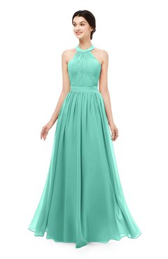 ColsBM Marley Mint Green Bridesmaid Dresses Floor Length Illusion Sleeveless Ruching Romantic A-line