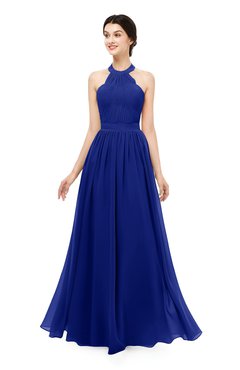 ColsBM Marley Nautical Blue Bridesmaid Dresses Floor Length Illusion Sleeveless Ruching Romantic A-line