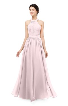 ColsBM Marley Petal Pink Bridesmaid Dresses Floor Length Illusion Sleeveless Ruching Romantic A-line