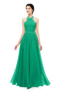 ColsBM Marley Sea Green Bridesmaid Dresses Floor Length Illusion Sleeveless Ruching Romantic A-line