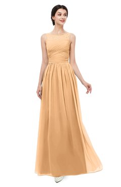 ColsBM Skyler Apricot Bridesmaid Dresses Sheer A-line Sleeveless Classic Ruching Zipper