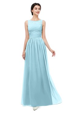 ColsBM Skyler Aqua Bridesmaid Dresses Sheer A-line Sleeveless Classic Ruching Zipper