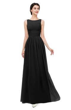 ColsBM Skyler Black Bridesmaid Dresses Sheer A-line Sleeveless Classic Ruching Zipper