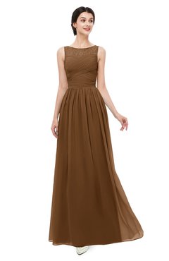 ColsBM Skyler Brown Bridesmaid Dresses Sheer A-line Sleeveless Classic Ruching Zipper