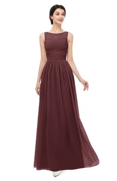 ColsBM Skyler Burgundy Bridesmaid Dresses Sheer A-line Sleeveless Classic Ruching Zipper