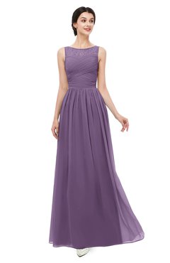 ColsBM Skyler Chinese Violet Bridesmaid Dresses Sheer A-line Sleeveless Classic Ruching Zipper