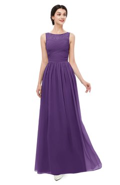 ColsBM Skyler Dark Purple Bridesmaid Dresses Sheer A-line Sleeveless Classic Ruching Zipper