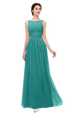 ColsBM Skyler Emerald Green Bridesmaid Dresses Sheer A-line Sleeveless Classic Ruching Zipper